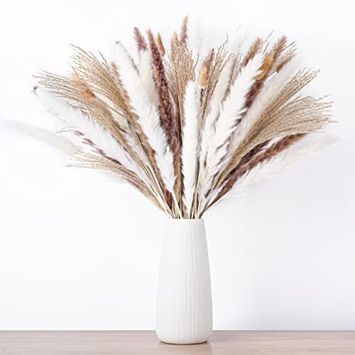 100PCS Natural Dried Pampas Grass Bouquet, Dried Flowers for Boho Home Decor,...