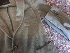 Giacca Blazer Zara uomo cotone grigia stile equitazione