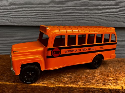 Vintage Pressed Steel School Bus Academy of the Holy Angels "Paul" Toy Car Auto - Picture 3 of 16