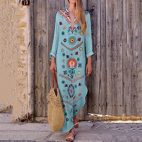 Vestito Lungo Donna Caftano Copricostume Woman Maxi Dress Kaftan Cover up 110429 - Foto 5 di 12