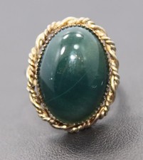 Adjustable Sterling Silver Teal Green Oval Agate Stone Ring One Size Fits All