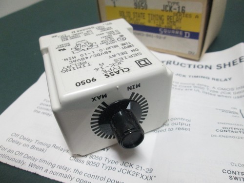 NEW SQUARE D TIMING RELAY 9050 TYPE JCK-16 SOLID STATE 0.1-10 MIN 48V OEM BOX - Picture 5 of 6