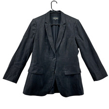 Kobi Halperin Revi Blazer Jacket Size S Black Pinstripe Linen Blend Business