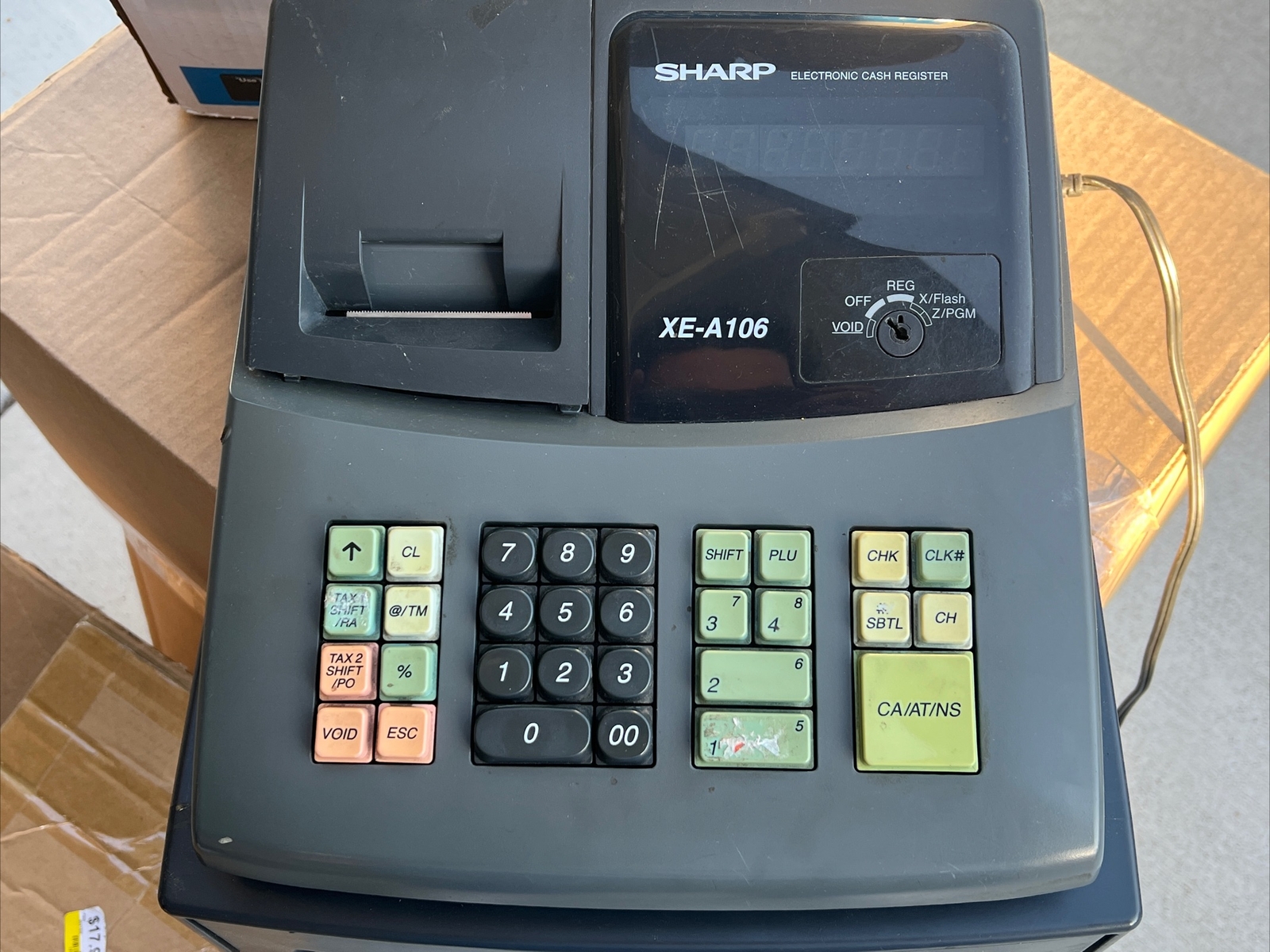 SHARP XEA106 ELECTRIC CASH REGISTER USED **Powers On** NO KEY Included