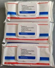 Lot of 3 Cardinal Health 5199S Personal Cleansing Wipes 8.6" x 11.8" (48/Pack)