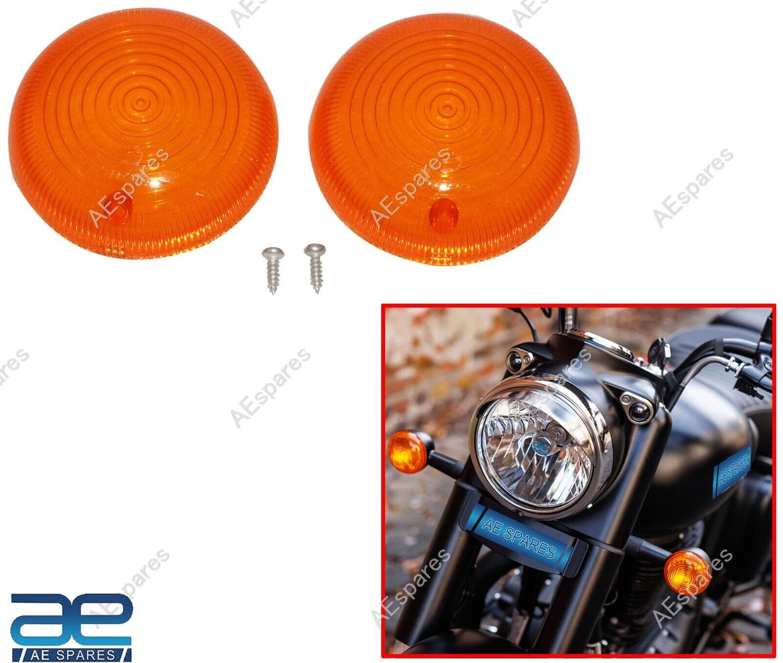 Indicator Lens Set Amber for Royal Enfield New Classic Reborn Meteor Bullet 350