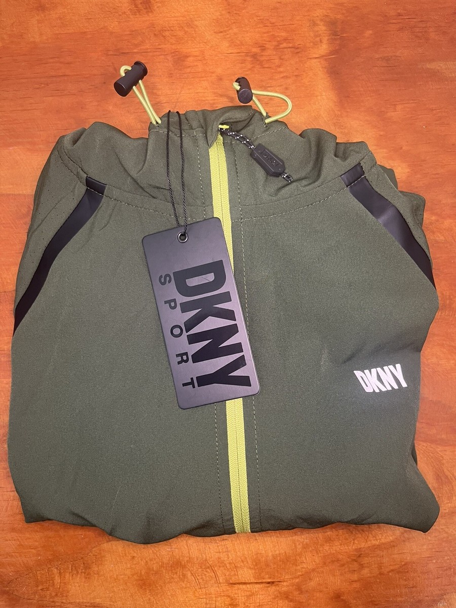 Mens Size Medium Rifle Green DKNY Sport Long Sleeve FZ Hood Jacket