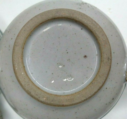 Pair Of Studio Pottery Raised Fish Speckled coffee cups- Signed - Picture 8 of 10