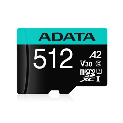 AData 512GB Premier Pro microSDXC CL10 with SD Adapter AUSDX512GUI3V30SA2-RA1