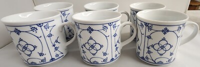 Form Marienbad Ingres Weiss Porcelain 6 Mugs White & Blue Immortelle Indian Blue