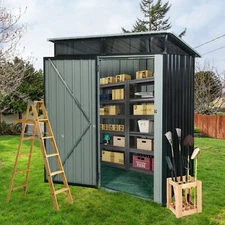 5x3 FT Outdoor Metal Shed Storage Shed with Lockable Door for Garden Patio Black