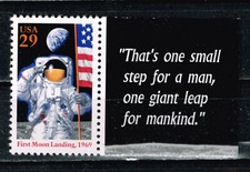 USA Space Apollo 11 First US Men on Moon stamp 1989 MNH with label A-17
