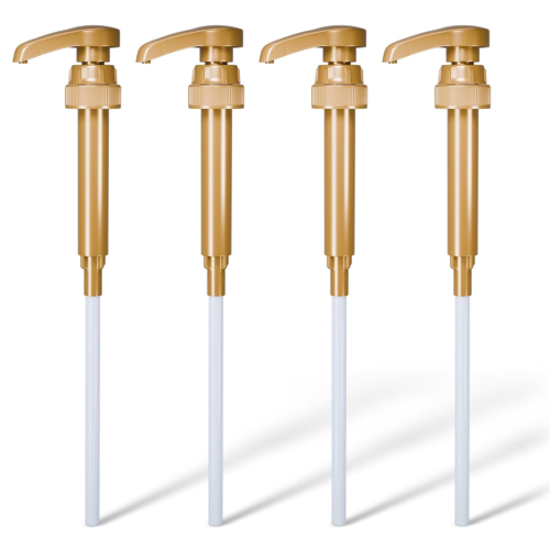 4 Pack Gold Coffee Syrup Pumps, Fits 750ml Bottles, Syrup Dispenser for Coffee B
