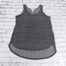 H&M Conscious Tank Top Womens Small Black Geometric Scoop Neck Sleeveless Hi Low