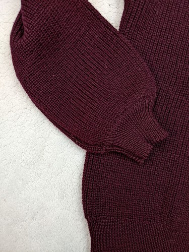 Vtg Liz Claiborne Womens M Burgundy 100% Wool Sweater Cable Rib Knit Pullover - Picture 3 of 9