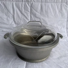 Vintage Guardian Service Cookware Aluminum Dutch Oven Small Pot With Glass Lid