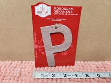 Holiday Time Christmas Ornament Monogram Letter Ornament "P" Faux Wood 4" NEW