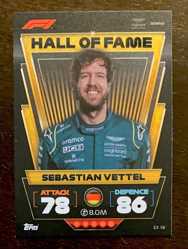 2022 F1 Topps Turbo Attax Sebastian Vettel Hall Of Fame EX18 & 281 - Image 3 of 4