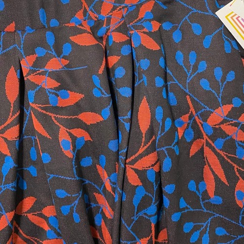 LuLaRoe Madison Pleated Skirt XL NWT Cobalt Blue/Orange Leaves Women’s - 第 2/6 張圖片