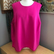 Victoria Beckham Target Blouse Plus size 3X Fuchsia Pink Sleeveless Raw Hem NWTs