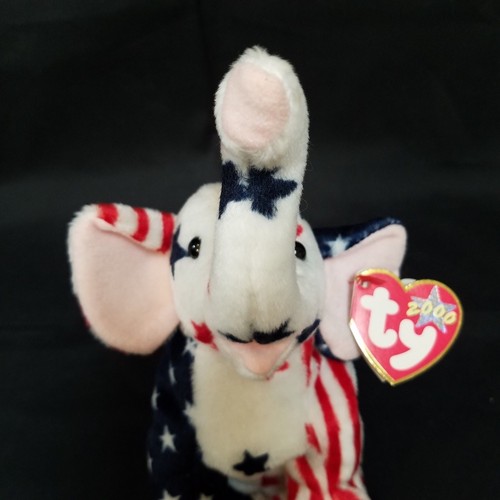TY Beanie Baby RIGHTY 2000 Republican Elephant Mascot Stars and Stripes USA - Picture 11 of 11