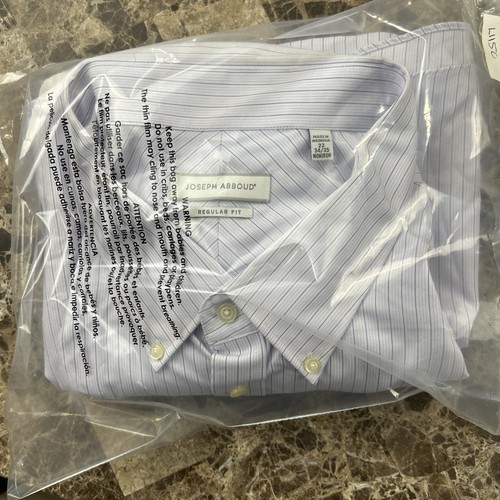 Joseph Abboud Men Shirt Size 22 Neck, 34/35 Long Sleeve Regular Fit Light Purple - Picture 4 of 4