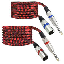 XLR Male to 1/4" TRS Cable Balanced 6.6FT Quarter Inch Stereo to XLR Microphone