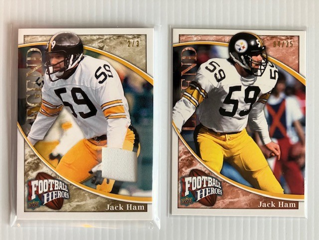 Jack Ham GOLD PATCH Card (#2/3)** + (#34/35) 2009 UD Heroes 248 249 RARE MINT