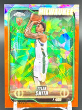 2024-25 Topps Chrome Sapphire Tyler Smith RC Orange Refractor /25 Bucks