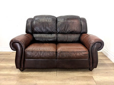 SOFA 2 Seater Violino Italian Brown Leather Sewn In Cushions FREE DELIVERY
