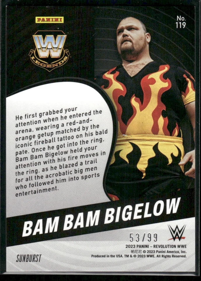 2023 Revolution WWE Bam Bam Bigelow #119 Sunburst /99 - Image 2 of 2