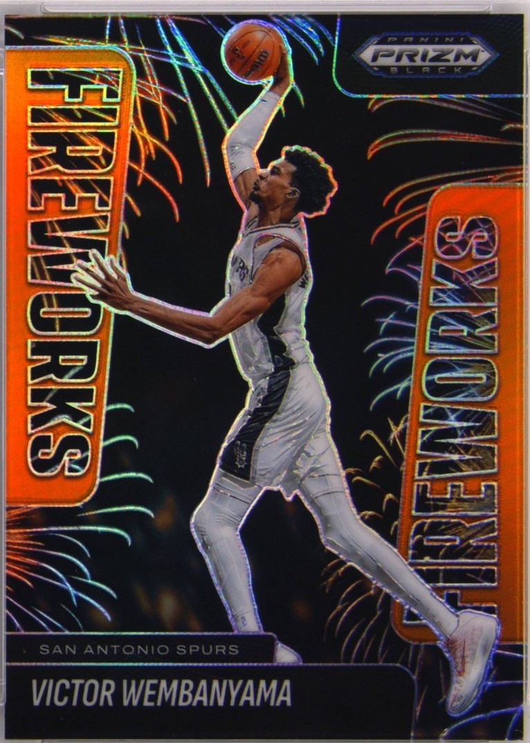 2024-25 Panini Prizm Black - Fireworks Victor Wembanyama #1 Orange 