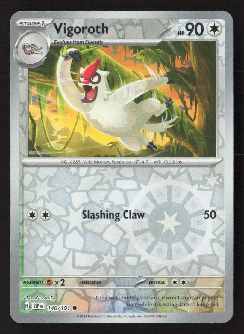 Vigoroth Common Reverse Holo SSP 146/191 NM Pokemon TCG