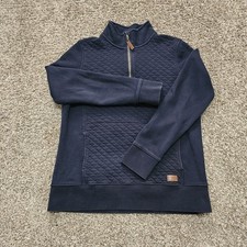 L.L. Bean Women's Quilted Quarter-Zip Pullover Sweatshirt Size Medium Navy Blue