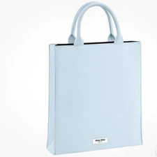Miu Miu Beauty Light Blue Small Tote Bag Luxury Fabric Designer Handbag