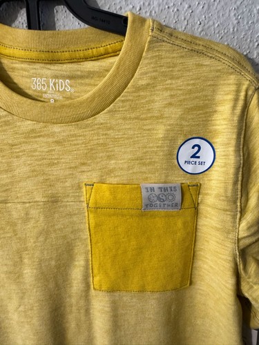 365 Kids From Garanimals T Shirt Short 2 Pc Set Yellow Mustard Gray Boy Size 4 8 - Picture 23 of 32