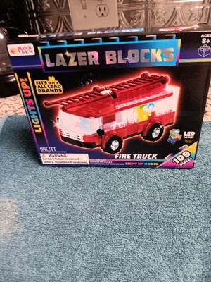 BLOCK TECH LAZER BLOCK FIRE TRUCK LIGHTS UP 109 PIECES NEW SEALED