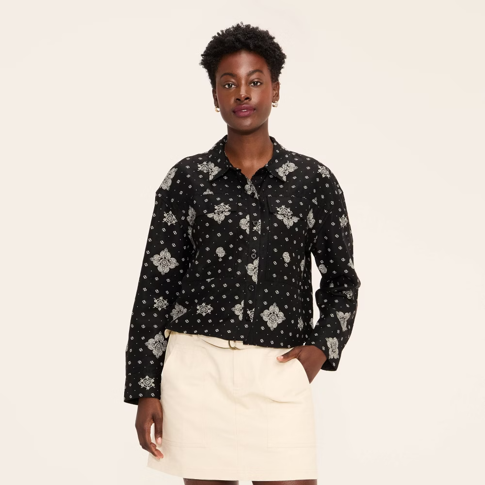 bandana print dress shirt Red Bandana Patchwork Shirt
