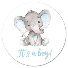 60 cnt It's a Boy Elephant Stickers Blue Blue