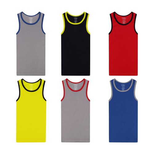 Buyless Fashion Boys Scoop Neck Undershirts Tagless Tank Top White (6 Pack) - Picture 52 of 56