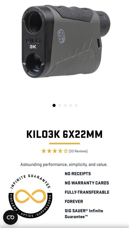 Sig Sauer KILO3K 6X22MM Compact Laser Rangefinder BDX-U/X, USED (NO SHIP INTL)