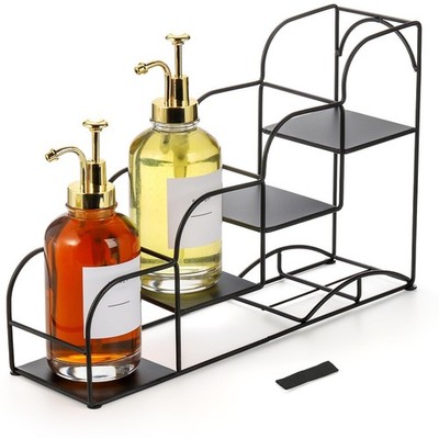 4-Tier Syrup Bottle Holder, Iron 4 Compartment Bottle Organizer Rack, 16'' Cou...