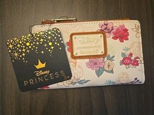 Cartera Disney Princesa Loungefly Floral Cremallera Belle Ariel Rapunzel Nueva con Etiquetas
