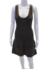Marc By Marc Jacobs Womens Wool Open Knit Bodycon Sweater Dress Brown Size M