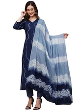 GoSriKi Women's Cotton Blend Straight Printed Kurta Set with Dupatta (Urmila ...