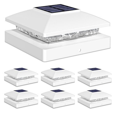 Solar Post Cap Lights Outdoor 6pack, White Waterproof Solar Powered Deck Fenc...