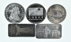 Lot 5 VINTAGE 1 Oz Silver Bars/Rounds Art Bars Collection Poured .999 *385