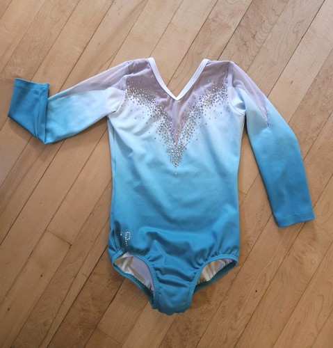 Rhinestone Sylvia P SylviaP Size 6 Gymnastics Competition Leotard Ombre Teal