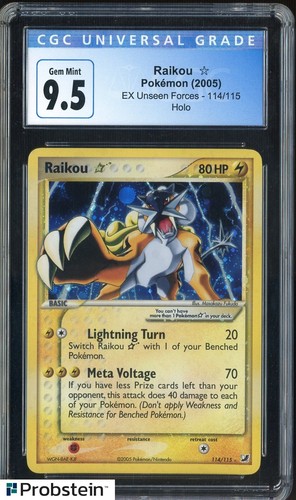 2005 Pokemon Gold Star EX Unseen Forces #114 Raikou Holo CGC 9.5 GEM MINT