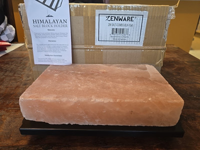 Himalayan Salt Block 10x6 Zenware Combo Holder/Salt Block New In Box